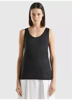 Черная женская майка с широким воротником 3KGQE8398 Benetton, белый