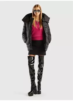 Черная женская мини-юбка с высокой талией 49HHD001W Benetton, черный