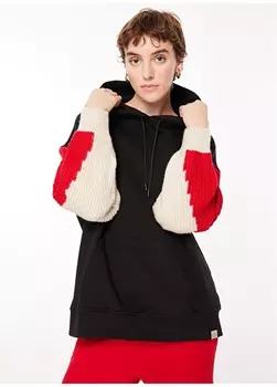 Черная женская однотонная толстовка оверсайз с длинными рукавами и капюшоном Aeropostale