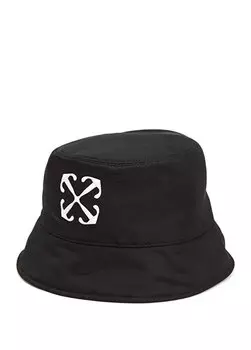 Черная женская панама с вышитым логотипом Off-White