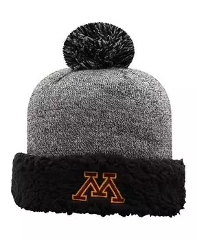 Черная женская плотная вязаная шапка с манжетами и помпоном Minnesota Golden Gophers Top Of The World, черный