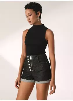 Черная женская полуводолазка в рубчик Didem Soydan X Fabrika