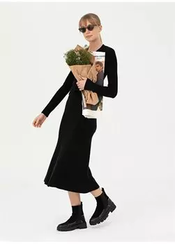 Черная женская прямая длинная юбка с высокой талией ORCHID-E Pierre Cardin, черный