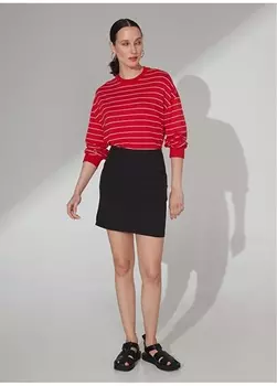 Черная женская прямая мини-юбка с высокой талией People By Fabrika