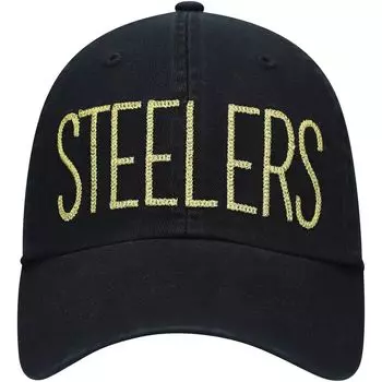 Черная женская регулируемая кепка с блестками и текстом Pittsburgh Steelers '47 Pittsburgh Steelers