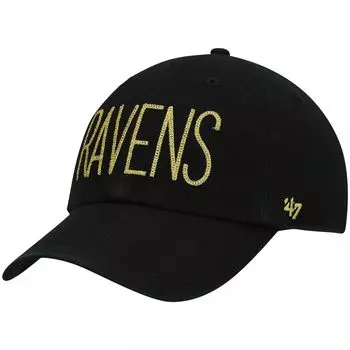 Черная женская регулируемая кепка с блестящим текстом Baltimore Ravens '47