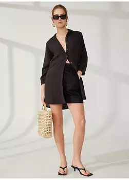 Черная женская рубашка с обычным рубашечным воротником LRN23YKP5620 Louren, белый