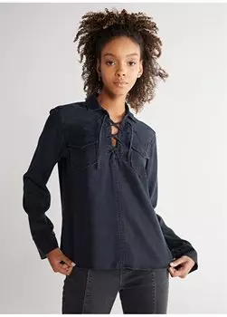 Черная женская рубашка с рубашечным воротником стандартного кроя W231622001 Wrangler, черный