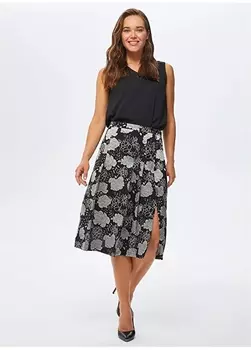 Черная женская стандартная юбка с нормальной талией Faik Snmez