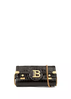 Черная женская сумка через плечо b buzz из крокодиловой кожи Balmain