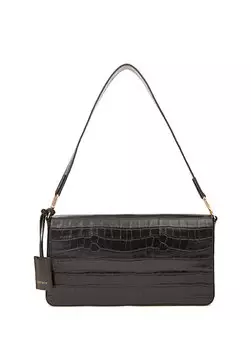 Черная женская сумка через плечо из фактурной кожи крокодила Beymen