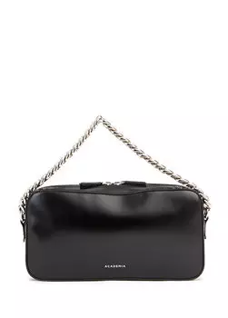 Черная женская сумка через плечо с ламинированным кожаным ремешком Academia
