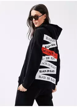 Черная женская толстовка с воротником с капюшоном и принтом Black On Black