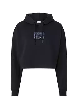 Черная женская толстовка с воротником с капюшоном и принтом Calvin Klein Jeans