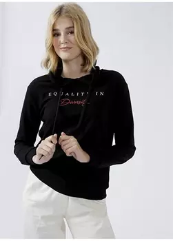 Черная женская толстовка с воротником с капюшоном и принтом Fashion Friends