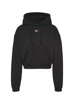 Черная женская толстовка с воротником с капюшоном и принтом Tommy Jeans