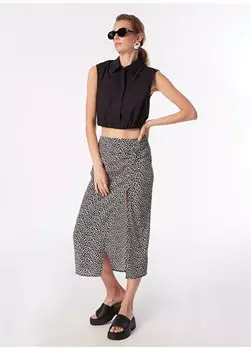 Черная женская юбка-миди с заниженной талией M1310511-88039-WOVEN MIDI SKIRT Mavi, черный