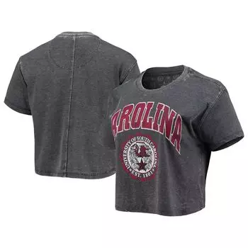 Черная женская укороченная футболка Pressbox South Carolina Gamecocks Edith Vintage Burnout