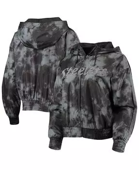 Черная женская ветровка с капюшоном Pittsburgh Steelers Galaxy с молнией во всю длину Mitchell & Ness, черный