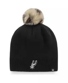Черная женская вязаная шапка-бини San Antonio Spurs Serengeti '47 с помпоном '47 Brand, черный