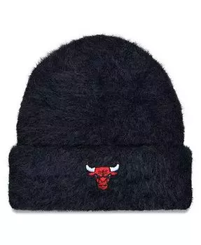 Черная женская вязаная шапка с толстыми манжетами и нечетким узором Chicago Bulls New Era, черный