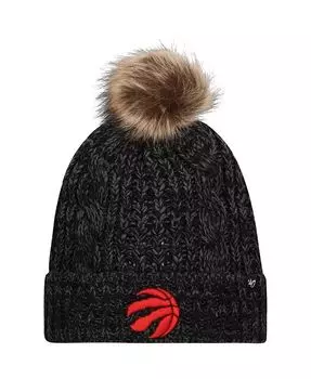 Черная женская вязаная шапка Toronto Raptors Meeko с манжетами и помпоном '47 Brand, черный
