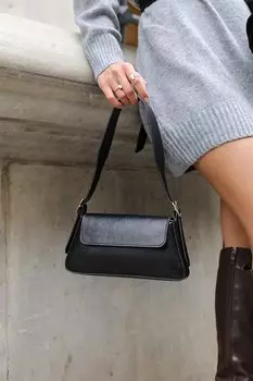 Черная женская закрытая сумка простого дизайна MADAMRA