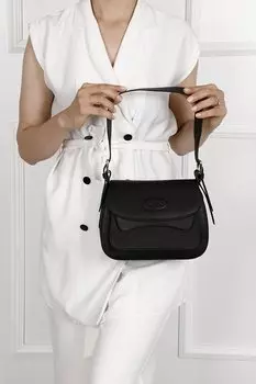 ЧЕРНАЯ Платиновая женская сумка через плечо небольшого размера из натуральной кожи K8365 GNDER(R)