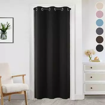 ЧЕРНАЯ плотная штора с люверсами, 135 х 240 см easy home, черный