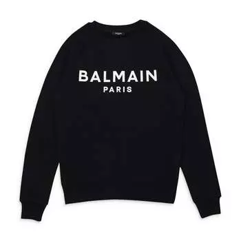 ЧЕРНАЯ ТОЛСТОВКА С КРУГЛЫМ ВЫРЕЗОМ И ЛОГОТИПОМ Balmain