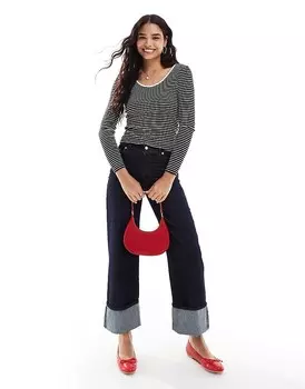 Черно-белая двусторонняя рубашка в полоску с длинными рукавами Vero Moda