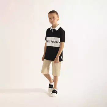 Черно-белая футболка-поло с логотипом Givenchy, черный