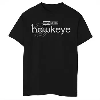 Черно-белая футболка с графическим логотипом Marvel Hawkeye для мальчиков 8–20 лет Marvel
