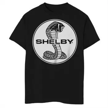 Черно-белая футболка с круглым логотипом Shelby Cobra для мальчиков 8–20 лет Licensed Character