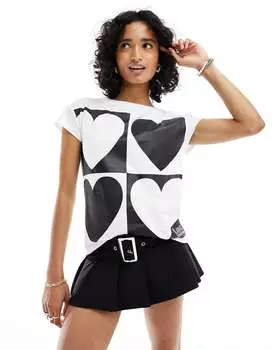 Черно-белая футболка в клетку Love Moschino