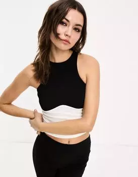 Черно-белая майка ASOS с колор-блоками