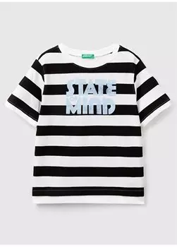 Черно-белая мужская футболка 33R9C10KJ Benetton, черно-белый