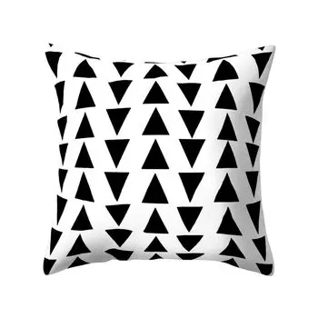 Черно-белая персиковая кожа с геометрическим рисунком — декоративная подушка с квадратным чехлом-13 # Stuttg