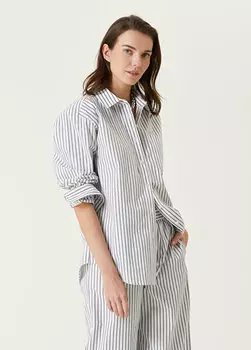 Черно-белая полосатая рубашка T by Alexander Wang