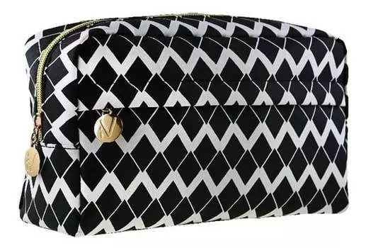 Черно-белая, прямоугольная косметичка с большим передним карманом Inter-vion