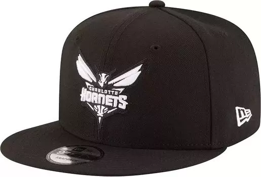 Черно-белая регулируемая бейсболка New Era Charlotte Hornets 9Fifty