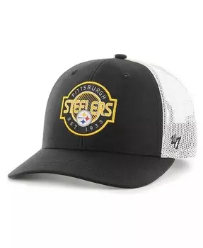 Черно-белая регулируемая кепка Big Boys Pittsburgh Steelers Scramble Trucker '47 Brand, черный