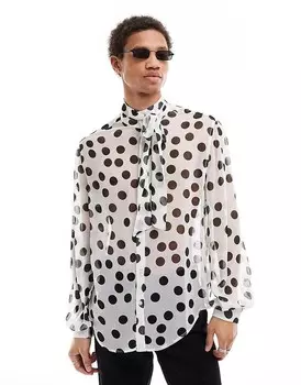Черно-белая рубашка свободного кроя с бретельками на шее ASOS DESIGN