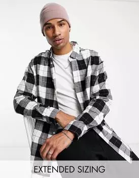 Черно-белая рубашка свободного кроя в клетку буйвола ASOS DESIGN 90s