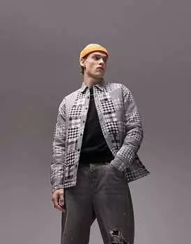 Черно-белая рубашка в стиле пэчворк Topman