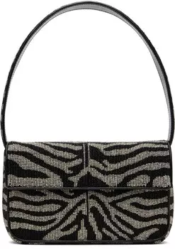 Черно-белая сумка Tommy с бисером Staud, черный/белый