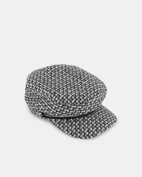 Черно-белая твидовая кепка-пекарь Tintoretto, мультиколор