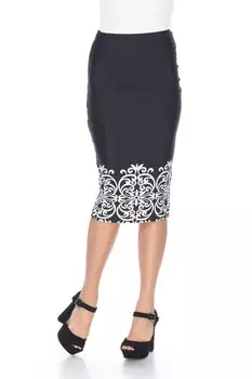 Черно-белая юбка-карандаш миди Cynthia White Mark