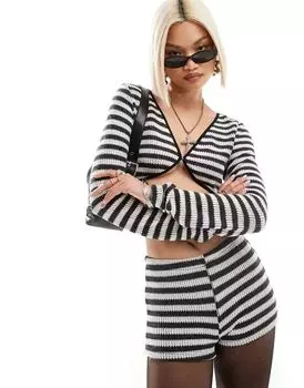 Черно-белое болеро в полоску в рубчик Motel