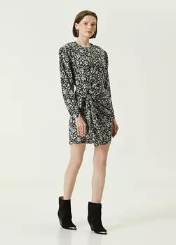 Черно-белое мини-платье с цветочным узором Etoile Isabel Marant